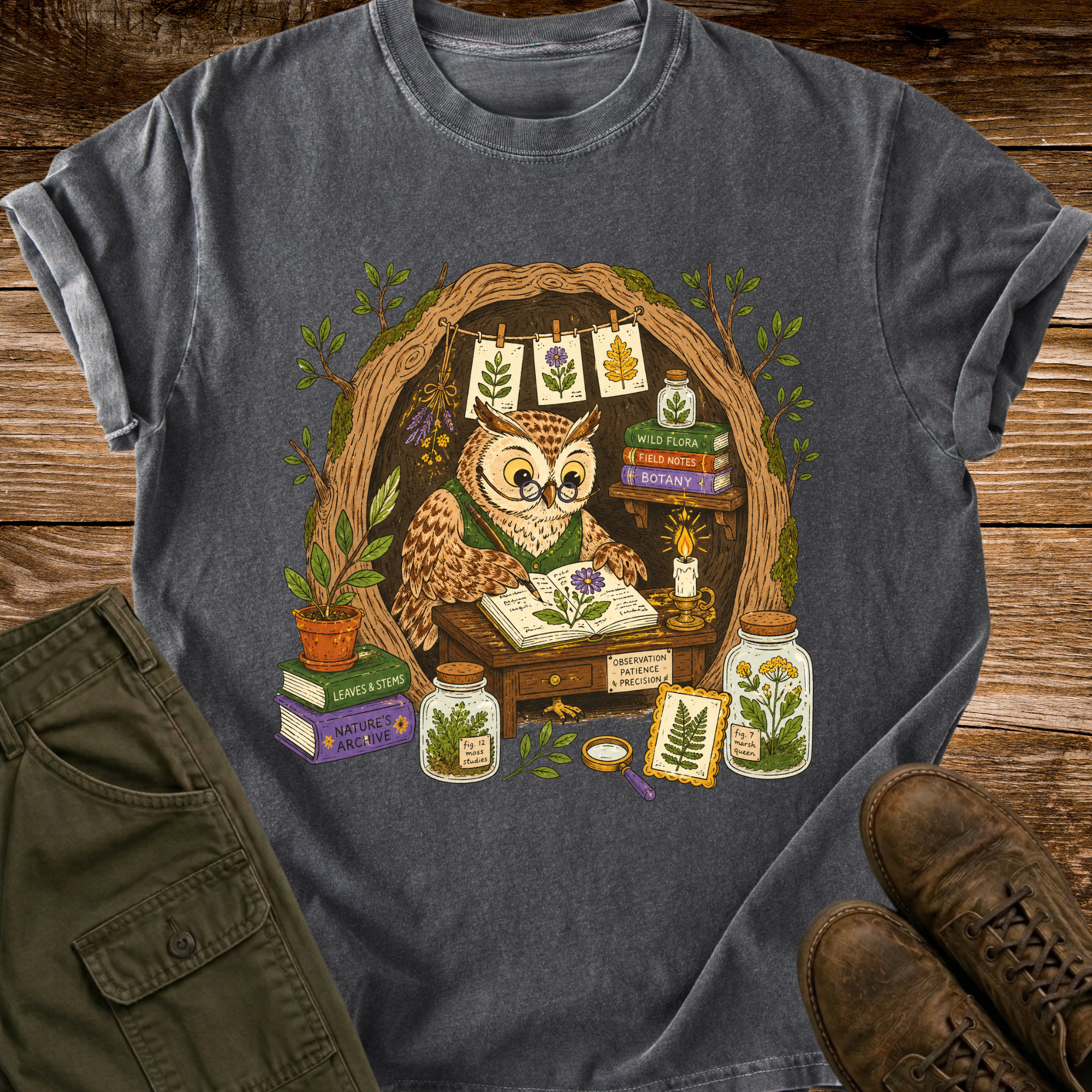 Botanist Owl T-shirt
